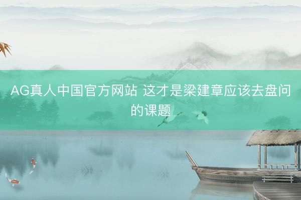 AG真人中国官方网站 这才是梁建章应该去盘问的课题