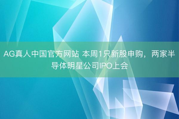 AG真人中国官方网站 本周1只新股申购，两家半导体明星公司IPO上会