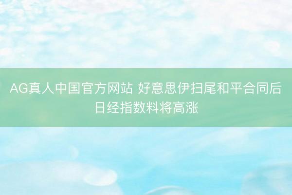 AG真人中国官方网站 好意思伊扫尾和平合同后日经指数料将高涨